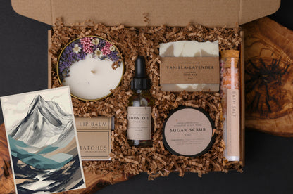 Birthday Self Care Spa Gift Box: Soy Candle, Soap, & Body Oil