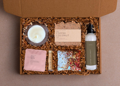 Handcrafted Self Care Gift Box: Soy Candle, Soap, & Bath Soak