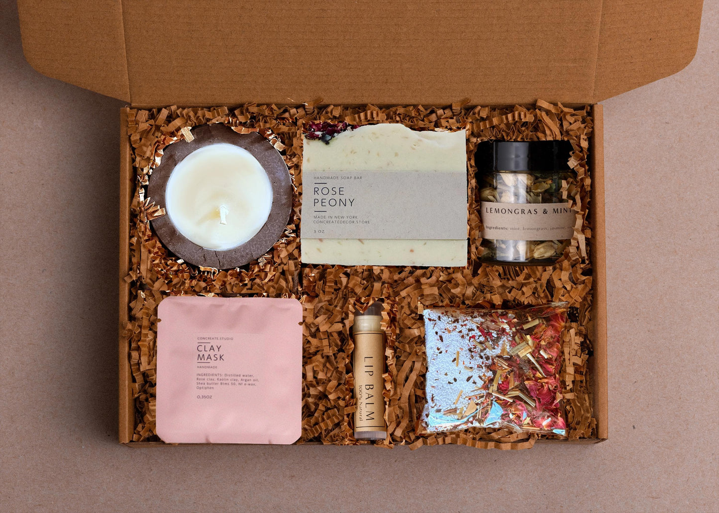 Handcrafted Self-care Gift Box: Soy Candle, Soap, & Spa Treats