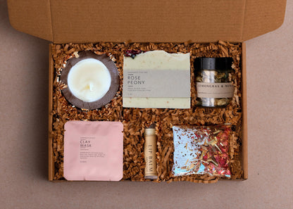 Handcrafted Self-care Gift Box: Soy Candle, Soap, & Spa Treats