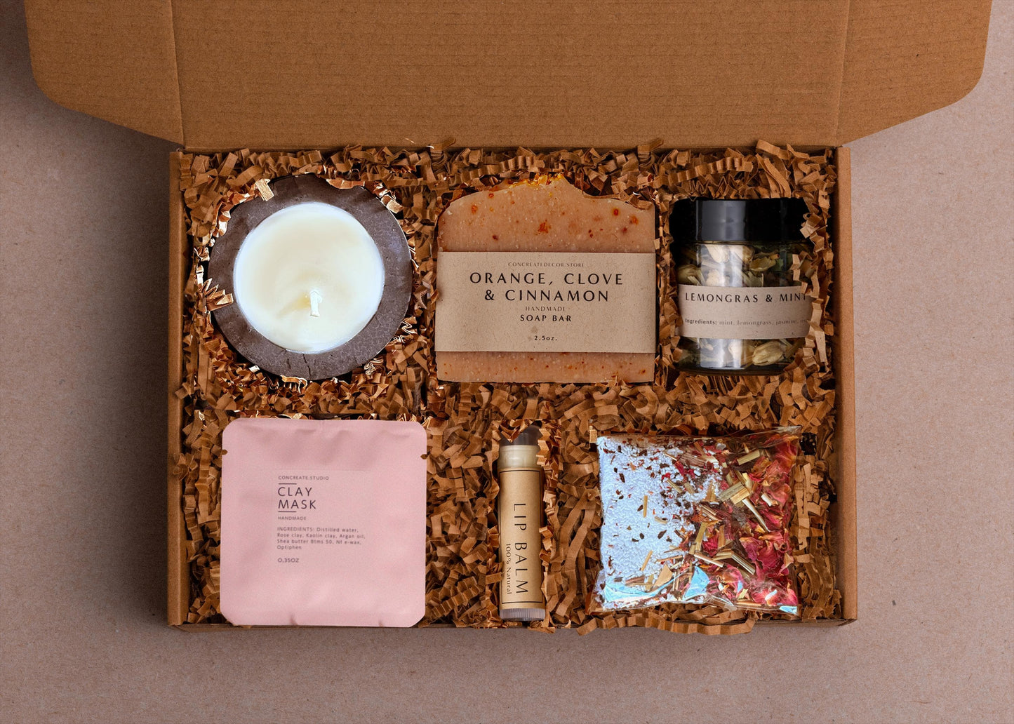 Handcrafted Self-care Gift Box: Soy Candle, Soap, & Spa Treats