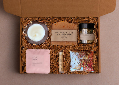 Handcrafted Self-care Gift Box: Soy Candle, Soap, & Spa Treats
