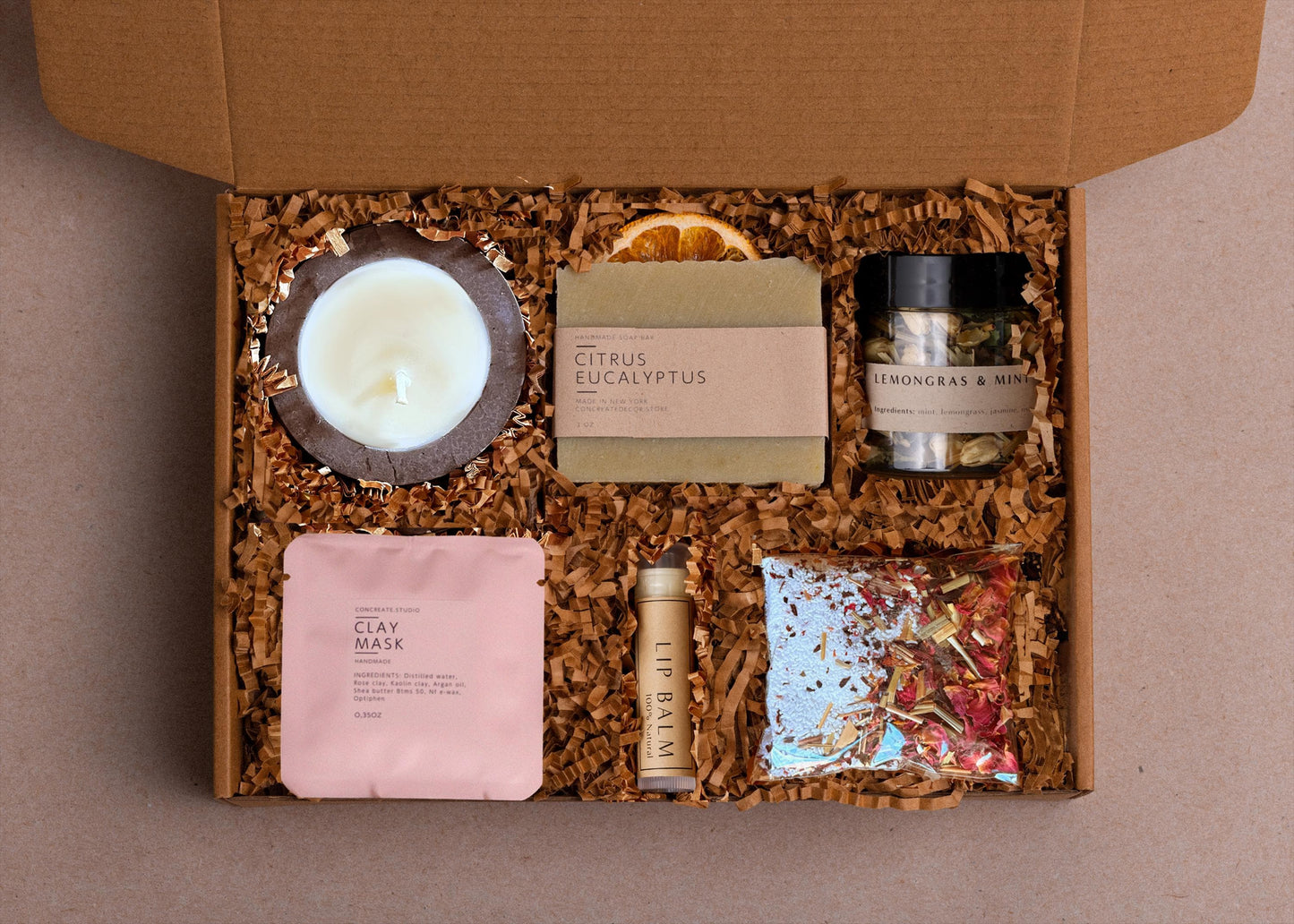 Handcrafted Self-care Gift Box: Soy Candle, Soap, & Spa Treats