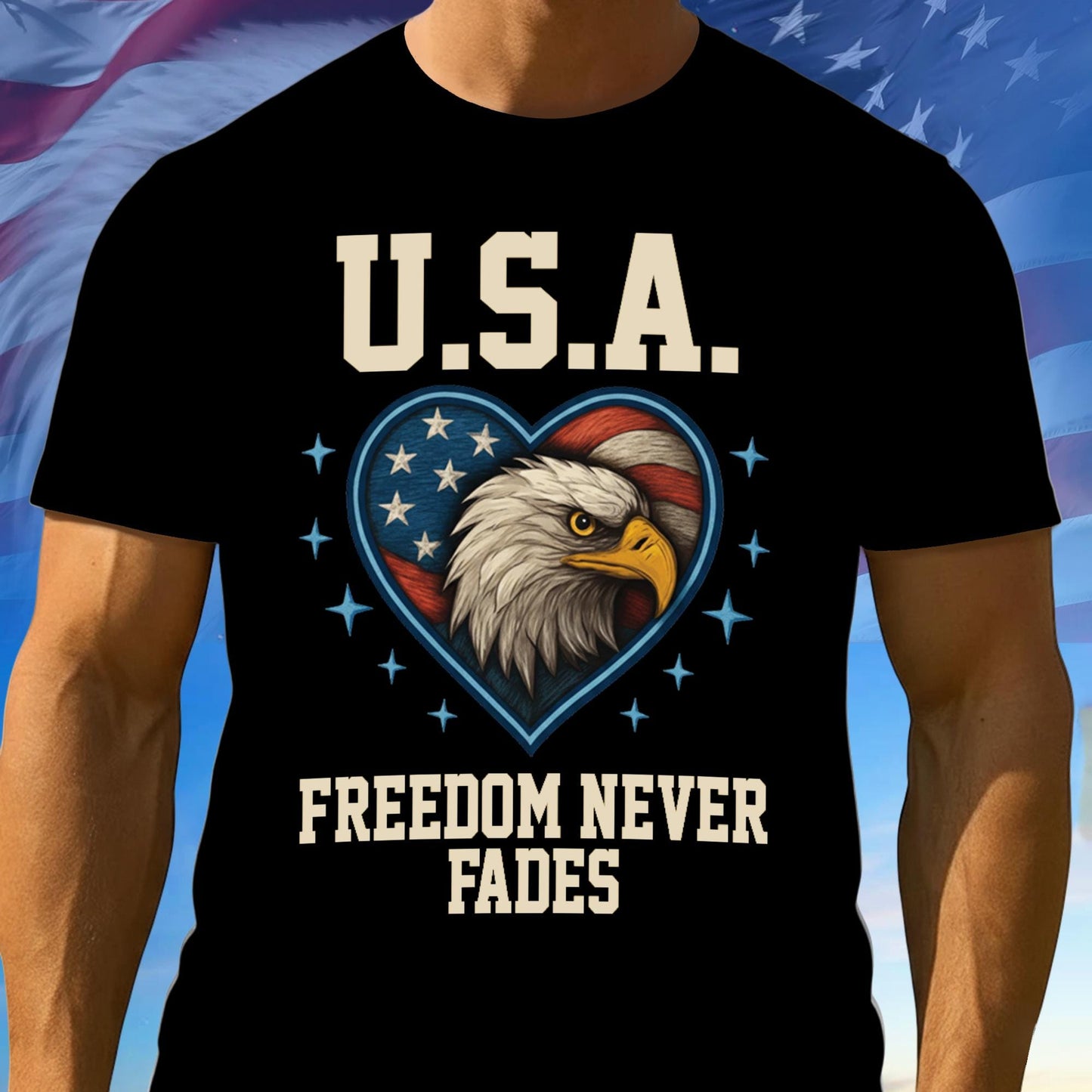 250 Anniversary USA Shirt Mens, Freedom Never Falls Tee, 1776–2026 Patriotic Shirt, Gift For Freedom Lover, Independence Day Gift Ideas