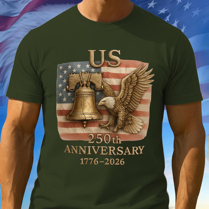 250th Anniversary USA Shirt, Eagle American Flag Tee, 1776–2026 100% Cotton Patriotic Tee, American Patriotic Gifts, Independence Day Gift