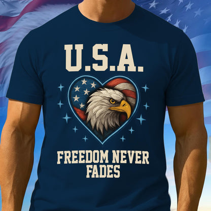 250 Anniversary USA Shirt Mens, Freedom Never Falls Tee, 1776–2026 Patriotic Shirt, Gift For Freedom Lover, Independence Day Gift Ideas