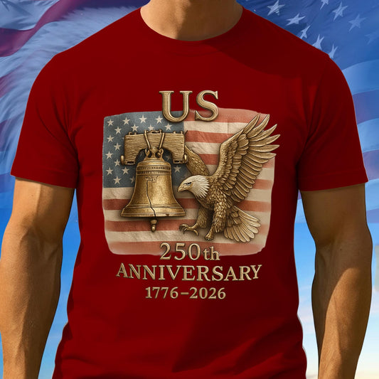 250th Anniversary USA Shirt, Eagle American Flag Tee, 1776–2026 100% Cotton Patriotic Tee, American Patriotic Gifts, Independence Day Gift
