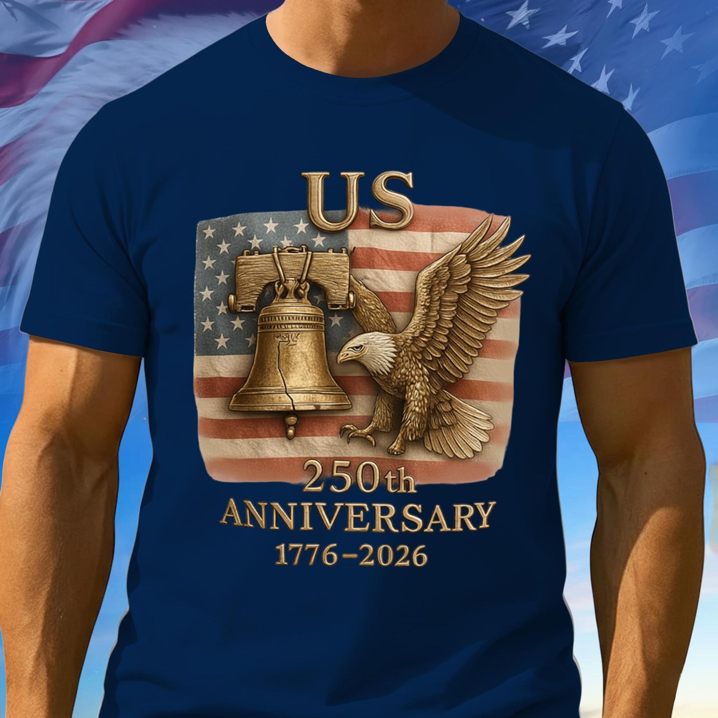 250th Anniversary USA Shirt, Eagle American Flag Tee, 1776–2026 100% Cotton Patriotic Tee, American Patriotic Gifts, Independence Day Gift