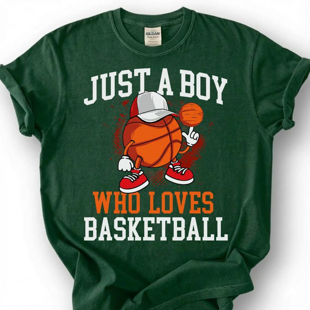 Just A Boy Who Loves Basketball Shirt, Basketball Kid T-Shirt, Youth Basketball Player Tee, Basketball Boy Gift, Hoops Boy Life, Son Gift