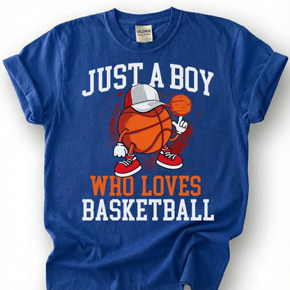 Just A Boy Who Loves Basketball Shirt, Basketball Kid T-Shirt, Youth Basketball Player Tee, Basketball Boy Gift, Hoops Boy Life, Son Gift
