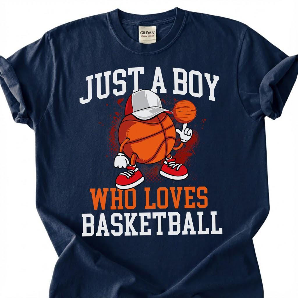 Just A Boy Who Loves Basketball Shirt, Basketball Kid T-Shirt, Youth Basketball Player Tee, Basketball Boy Gift, Hoops Boy Life, Son Gift