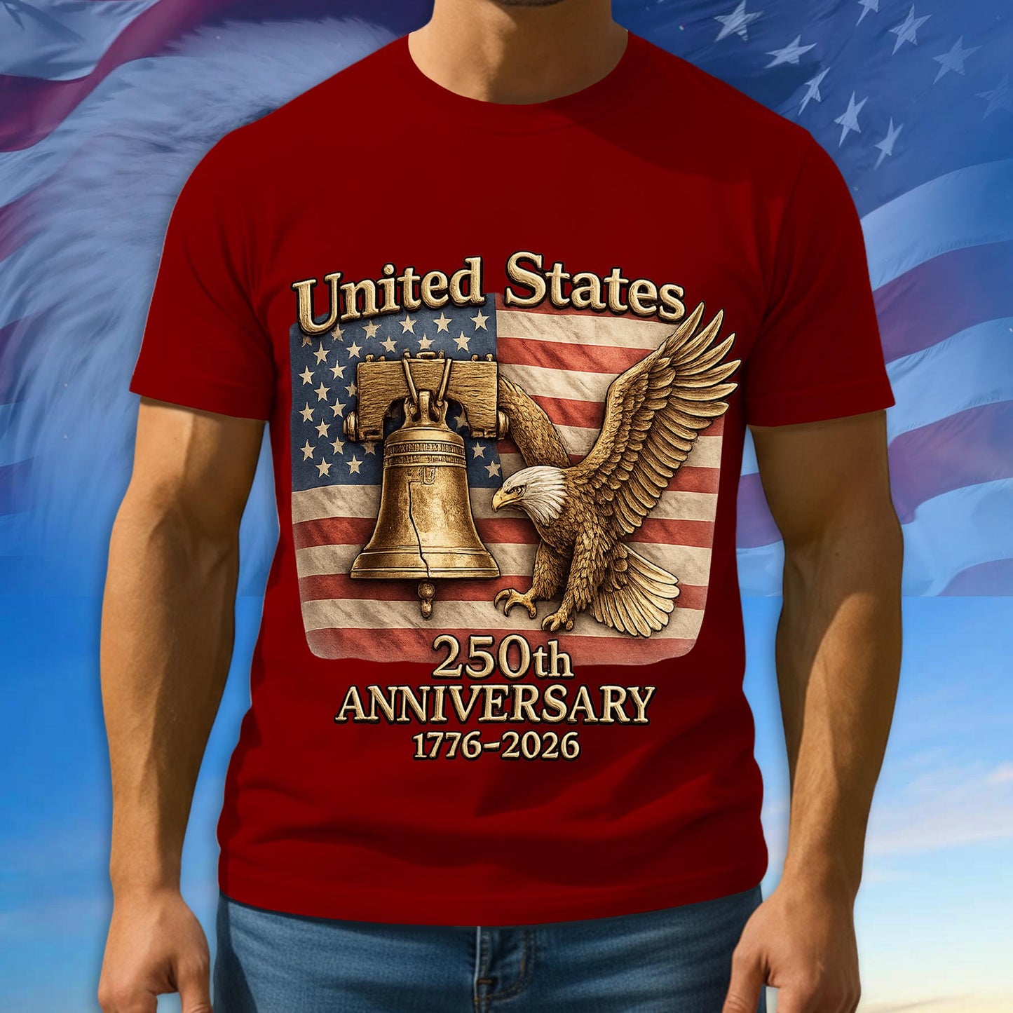 250 Years America Shirt, Bald Eagle American Flag Tee, Multicolor 1776–2026 Patriotic Tee, American Patriotic Gifts