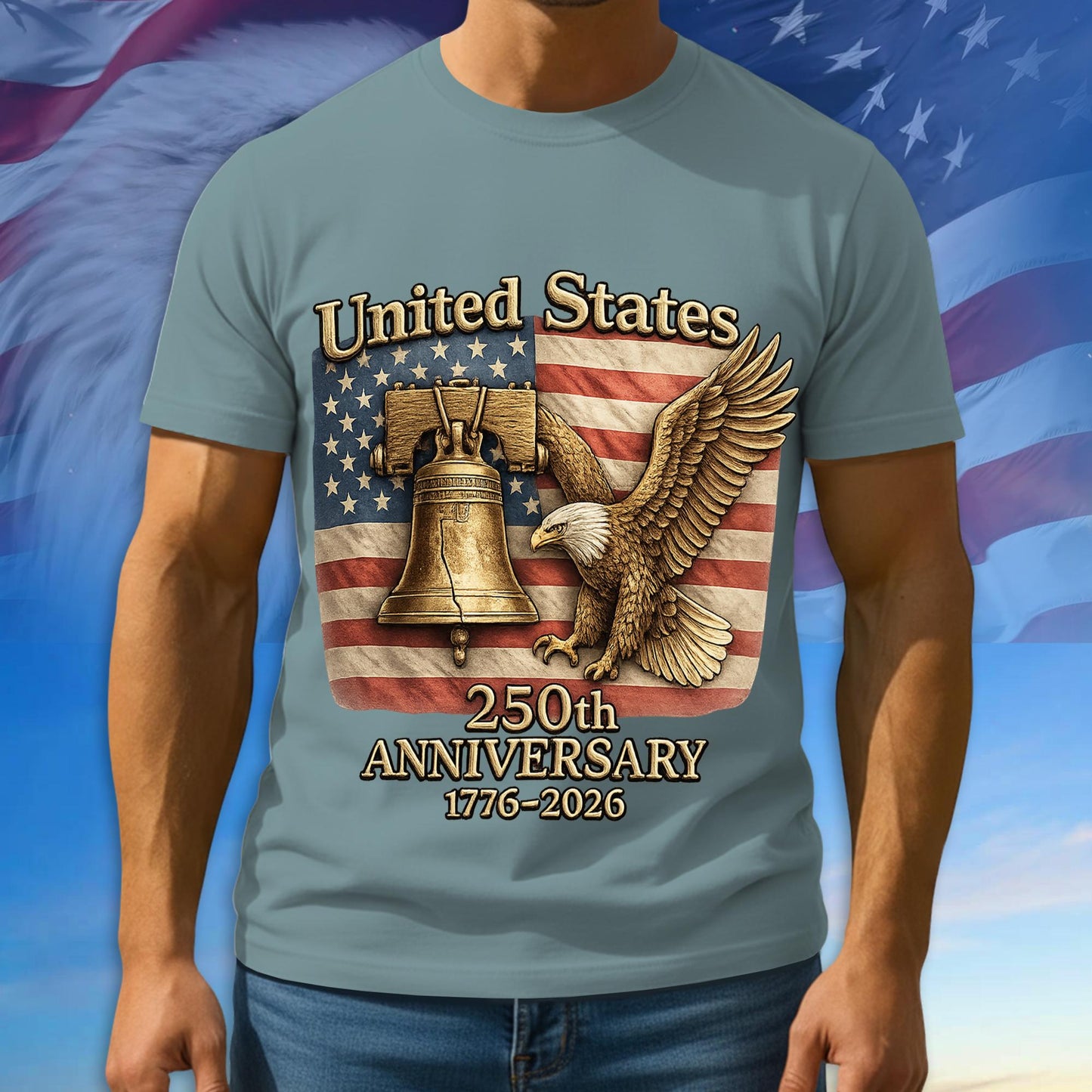 250 Years America Shirt, Bald Eagle American Flag Tee, Multicolor 1776–2026 Patriotic Tee, American Patriotic Gifts