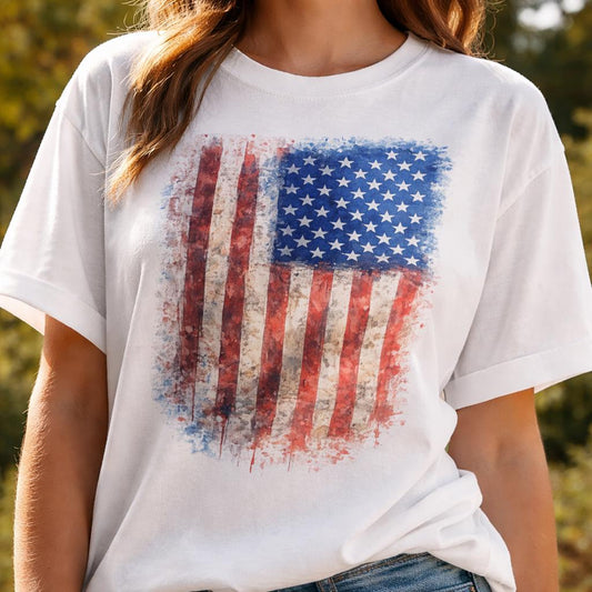 USA 250th Anniversary Flag Shirt, America 250 Years Tee, Patriotic Watercolor Flag T-Shirt, 1776 2026 Anniversary Gift, July 4th Tee