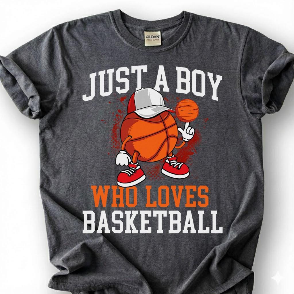 Just A Boy Who Loves Basketball Shirt, Basketball Kid T-Shirt, Youth Basketball Player Tee, Basketball Boy Gift, Hoops Boy Life, Son Gift