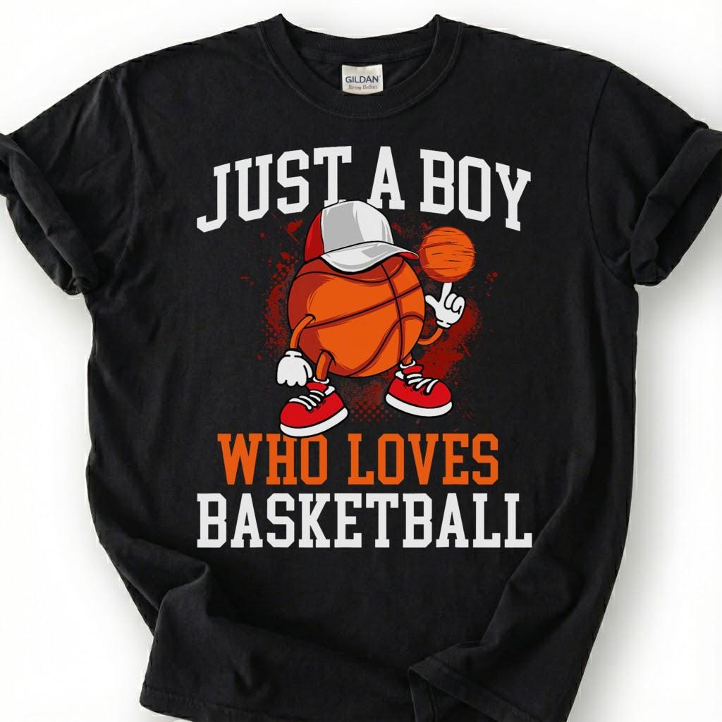 Just A Boy Who Loves Basketball Shirt, Basketball Kid T-Shirt, Youth Basketball Player Tee, Basketball Boy Gift, Hoops Boy Life, Son Gift