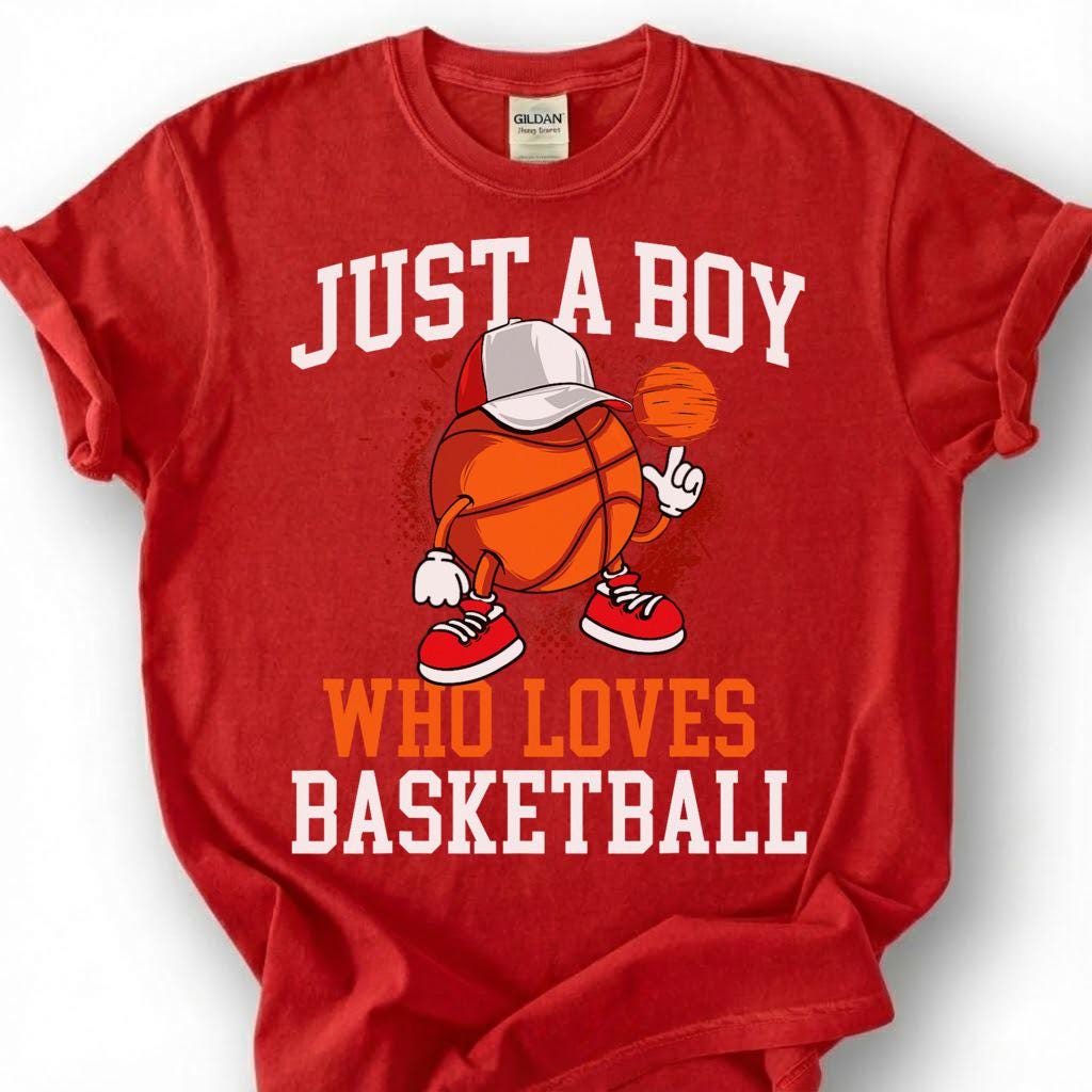 Just A Boy Who Loves Basketball Shirt, Basketball Kid T-Shirt, Youth Basketball Player Tee, Basketball Boy Gift, Hoops Boy Life, Son Gift
