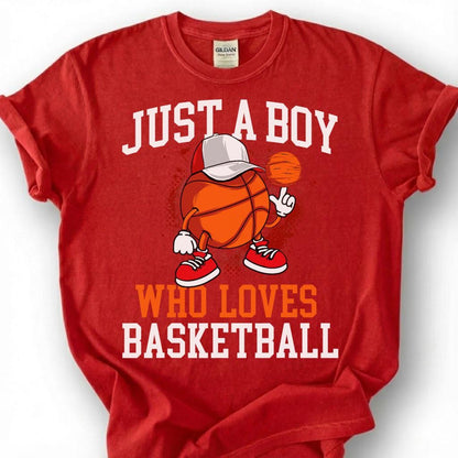 Just A Boy Who Loves Basketball Shirt, Basketball Kid T-Shirt, Youth Basketball Player Tee, Basketball Boy Gift, Hoops Boy Life, Son Gift
