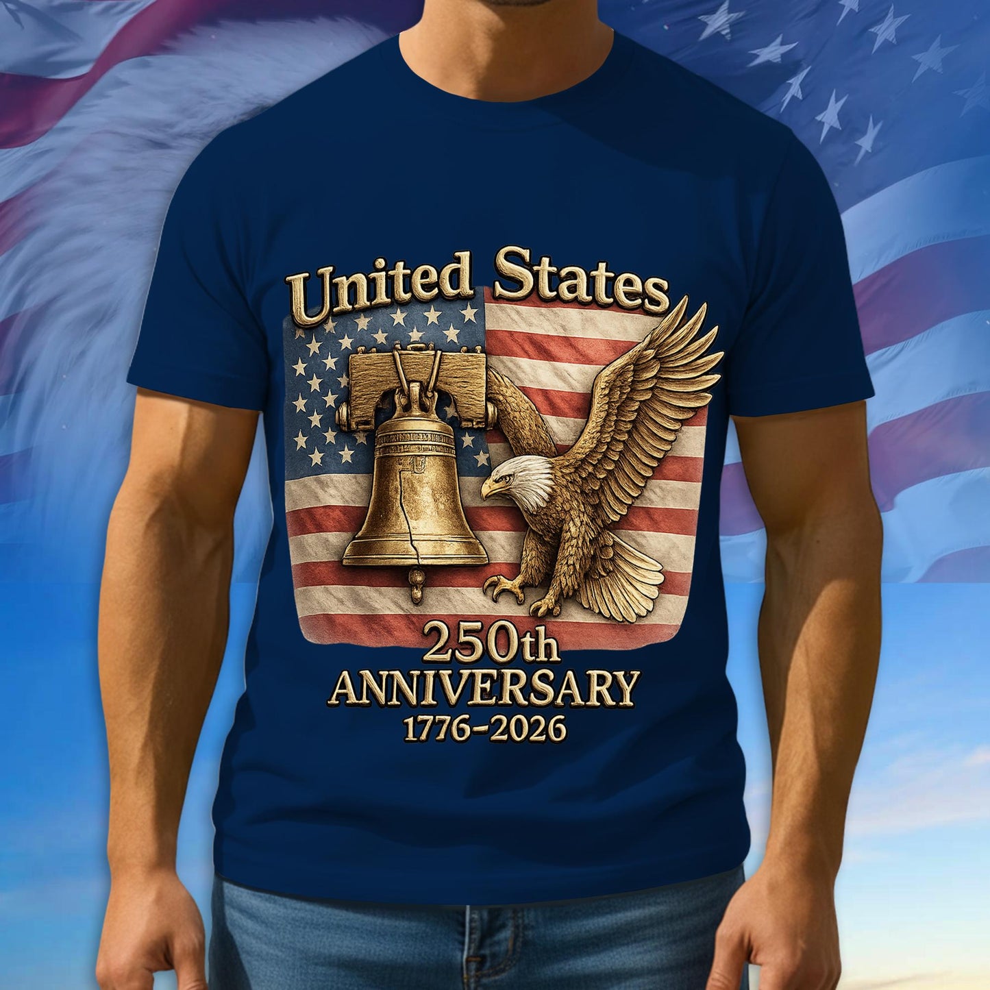 250 Years America Shirt, Bald Eagle American Flag Tee, Multicolor 1776–2026 Patriotic Tee, American Patriotic Gifts