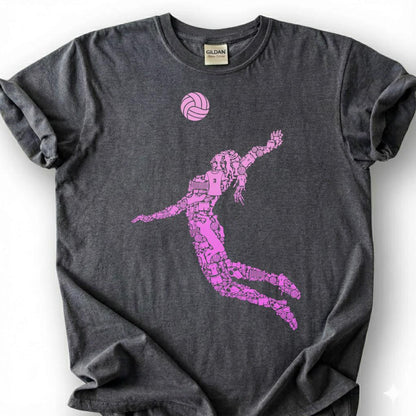 Pink Volleyball Girl Spike Silhouette Shirt, Volleyball Player Tee For Girls, Volleyball Lover Gift, Female Athlete Sport Graphic Tee