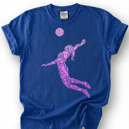 Pink Volleyball Girl Spike Silhouette Shirt, Volleyball Player Tee For Girls, Volleyball Lover Gift, Female Athlete Sport Graphic Tee