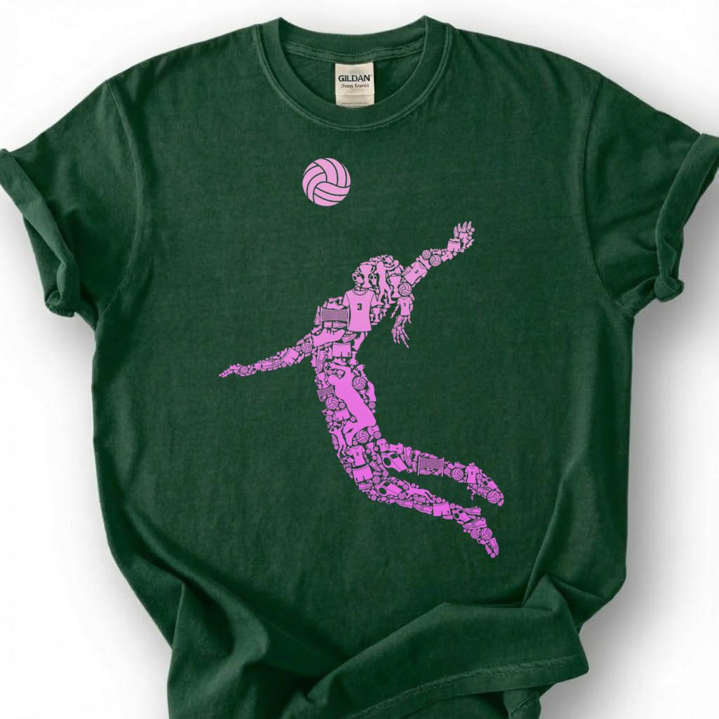 Pink Volleyball Girl Spike Silhouette Shirt, Volleyball Player Tee For Girls, Volleyball Lover Gift, Female Athlete Sport Graphic Tee
