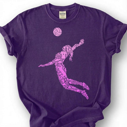Pink Volleyball Girl Spike Silhouette Shirt, Volleyball Player Tee For Girls, Volleyball Lover Gift, Female Athlete Sport Graphic Tee